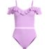 Women's Pique Ruffle Tankini Top and High Waisted Bottom Swimsuit Set, alternative image