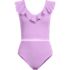 Women's Pique Ruffle Tankini Top and High Waisted Bottom Swimsuit Set, Front