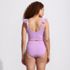 Women's Pique Ruffle Tankini Top and High Waisted Bottom Swimsuit Set, Back