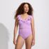 Women's Pique Ruffle Tankini Top and High Waisted Bottom Swimsuit Set, Front