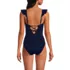 Women's Pique Ruffle One Piece Swimsuit, Back