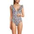 Women's Petite Pique Ruffle One Piece Swimsuit, Front