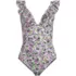 Women's Plus Size Pique Ruffle One Piece Swimsuit, Front