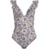 Women's Petite Pique Ruffle One Piece Swimsuit, Front