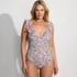 Women's Plus Size Pique Ruffle One Piece Swimsuit, Front