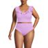 Women's Plus Size Pique Ruffle Tankini Top and High Waisted Bottom Swimsuit Set, Front