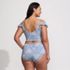 Women's Plus Size Pique Ruffle Tankini Top and High Waisted Bottom Swimsuit Set, Back