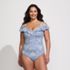Women's Plus Size Pique Ruffle Tankini Top and High Waisted Bottom Swimsuit Set, Front