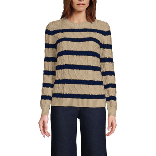 Women's Aran Cable Crew Neck Sweater - image 5