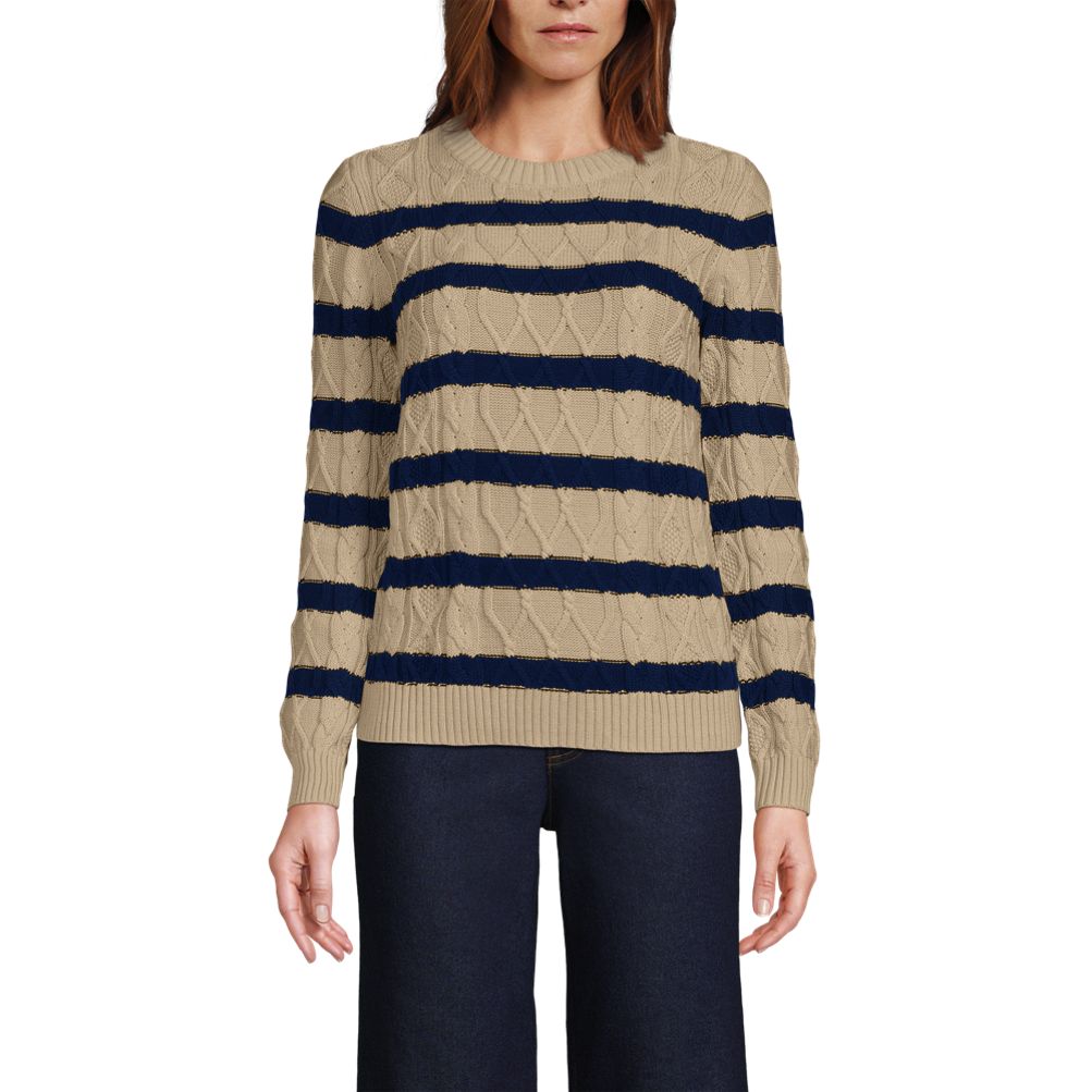 Women's Aran Cable Crew Neck Sweater | Lands' End