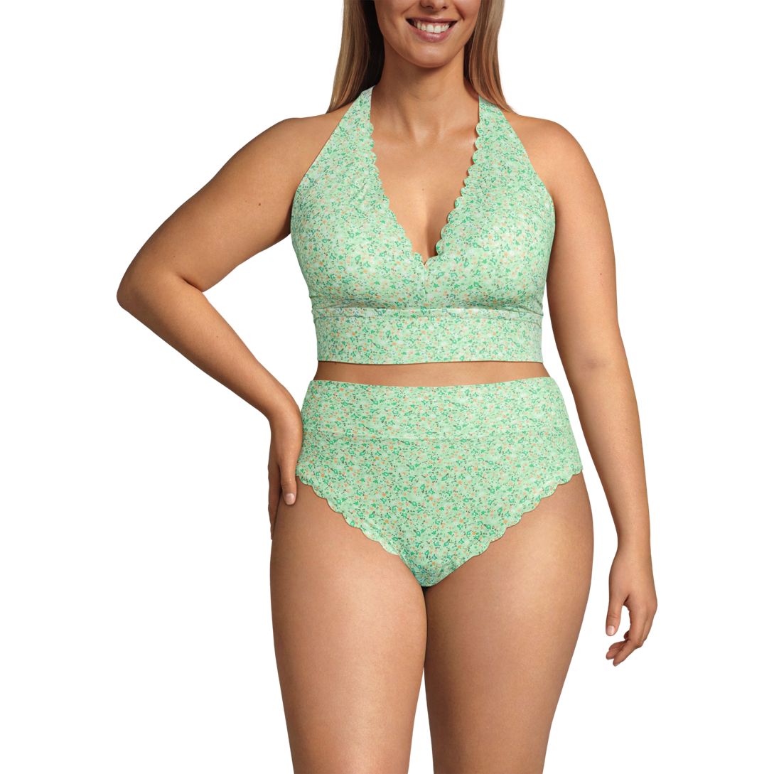 Women's Tugless Scallop Halter Tankini Top