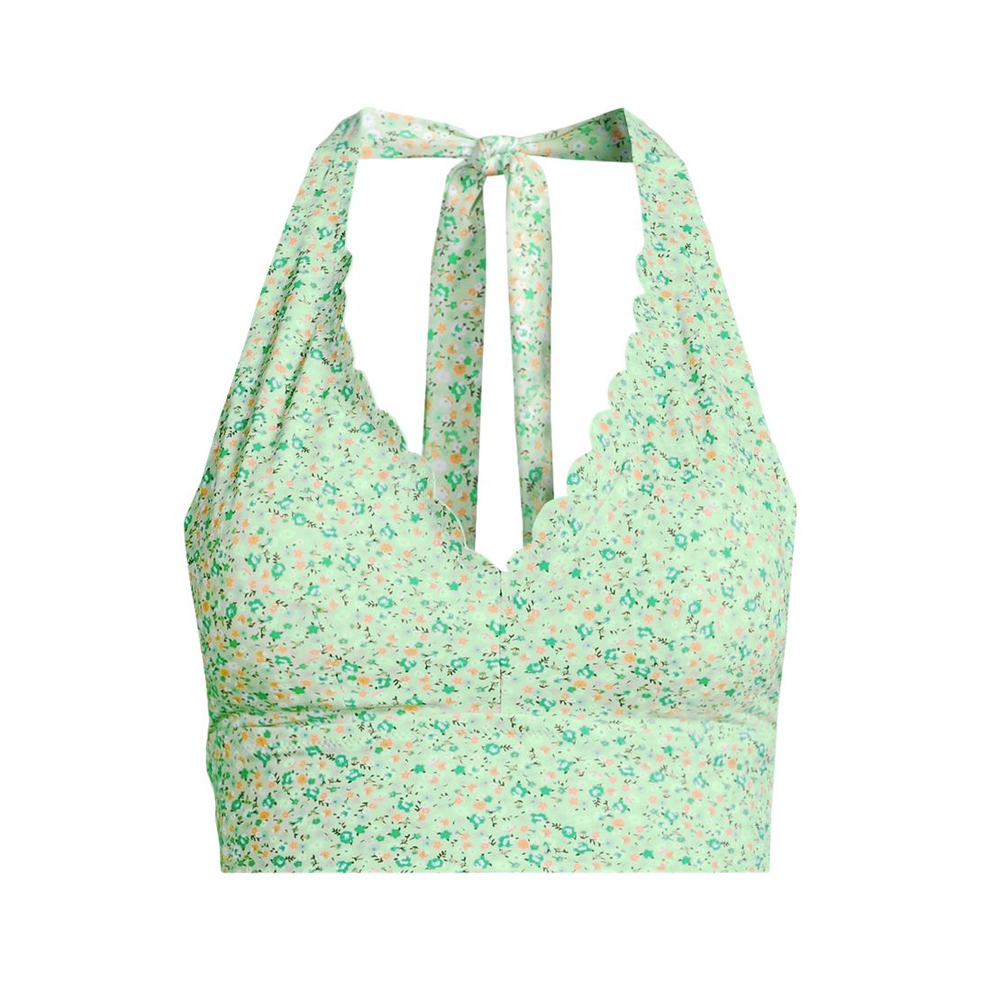 Women's Tugless Scallop Halter Tankini Top