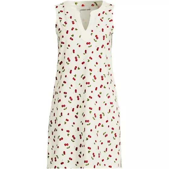 Women's Cotton Jersey Notch Neck Dress - primary