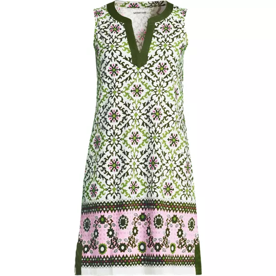 Women's Petite Cotton Jersey Notch Neck Dress - primary