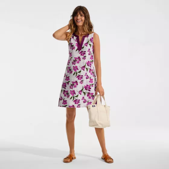 Women's Cotton Jersey Notch Neck Dress - primary