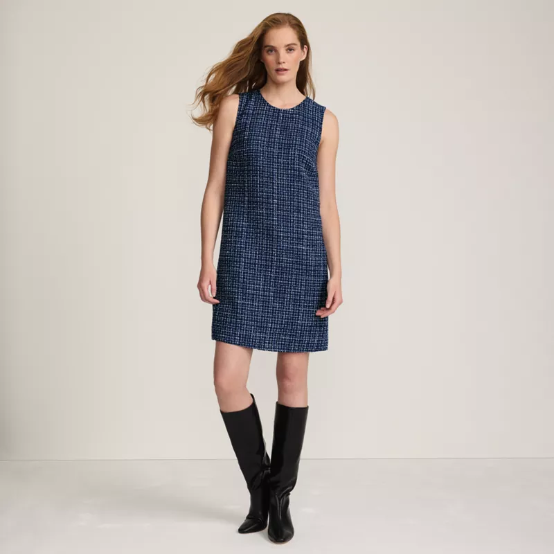 Women's Washable Tweed Sleeveless Above the Knee Dress, alternative image