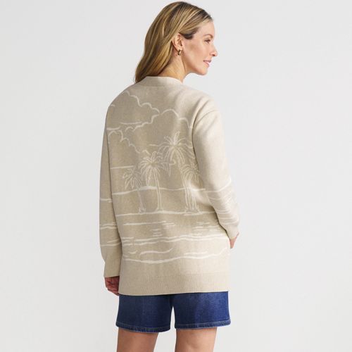 Women's Drifter Button Front Jacquard Pattern Cardigan Sweater, Back