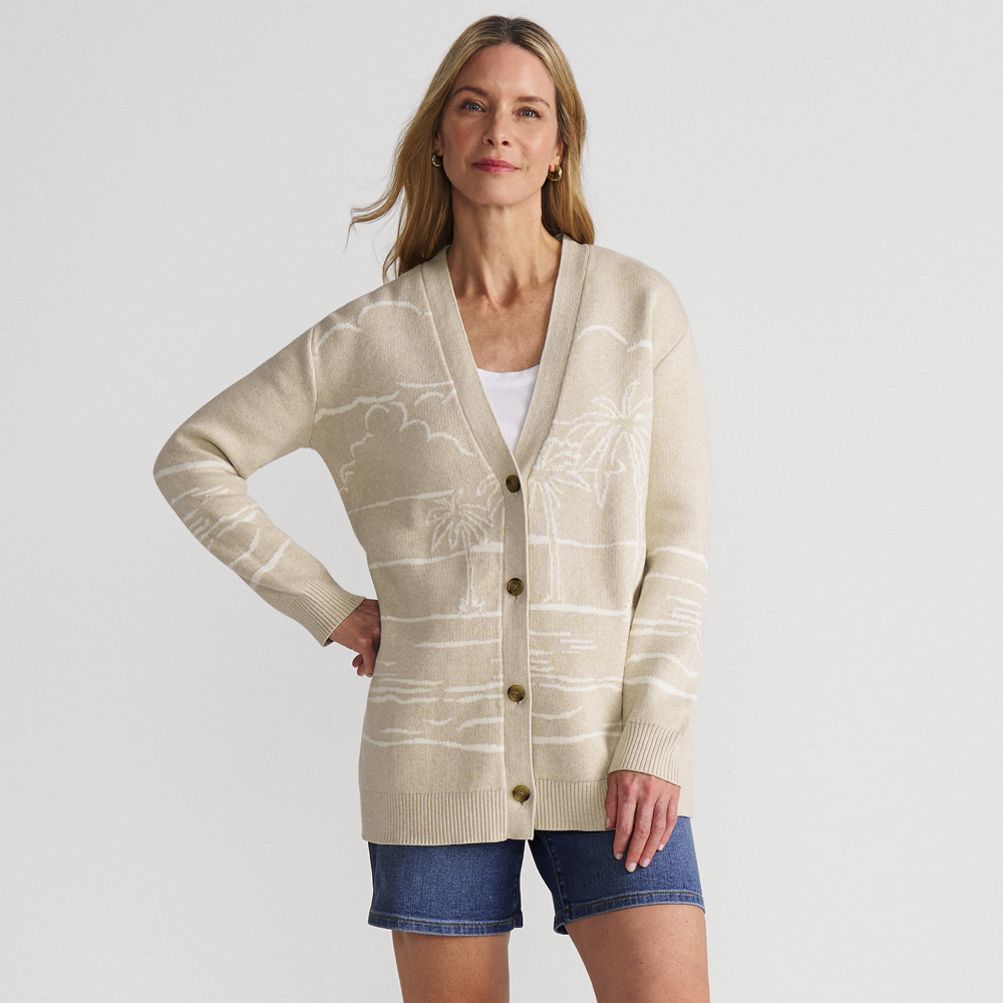 Women's Drifter Button Front Jacquard Pattern Cardigan