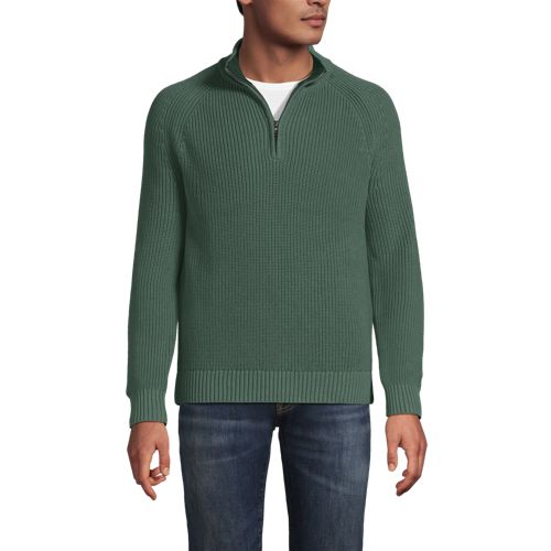  Lands' End Drifter Pullover Mit Reißverschluss, Herren, Größe:60 Regular, Grün, Baumwolle, By Lands' End 