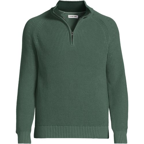  Lands' End Drifter Pullover Mit Reißverschluss, Herren, Größe:60 Regular, Grün, Baumwolle, By Lands' End 