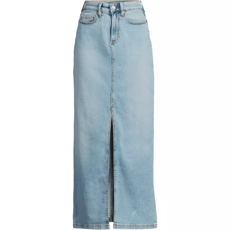 Women's Plus Size Soft Denim Maxi Skirt, Front