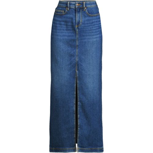 Women's Plus Size Soft Denim Maxi Skirt, Front