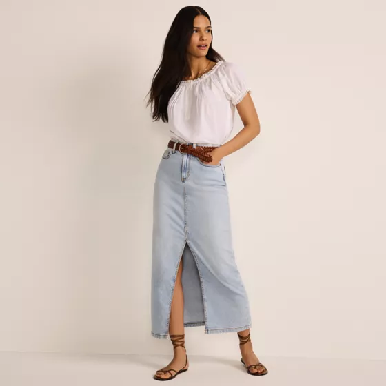 Women's Soft Denim Maxi Skirt - primary