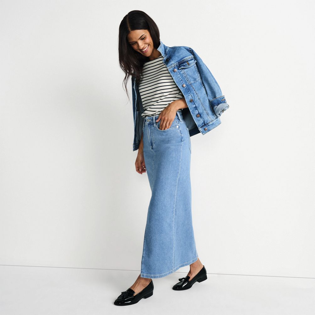 Women's Soft Denim Maxi Skirt | Lands' End