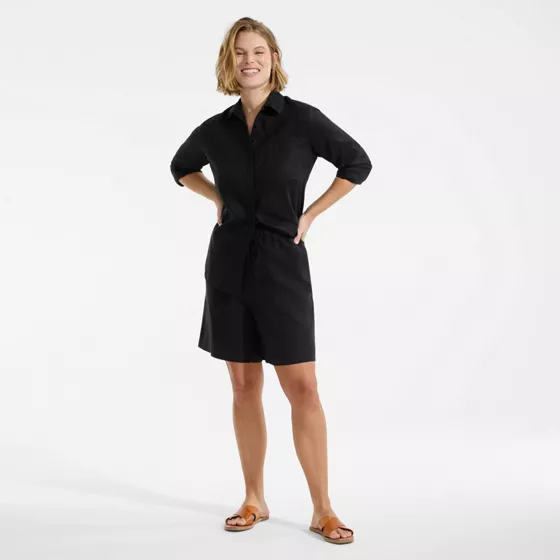 Women's Plus Size Linen High Rise Pull On 7" Shorts - primary