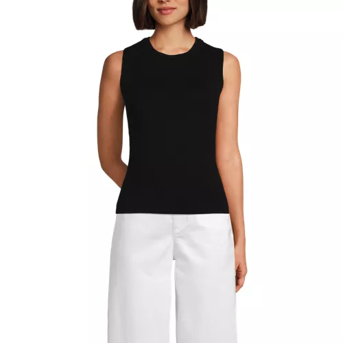 Women's Cotton Viscose Braided Neck Tank Sweater, Front