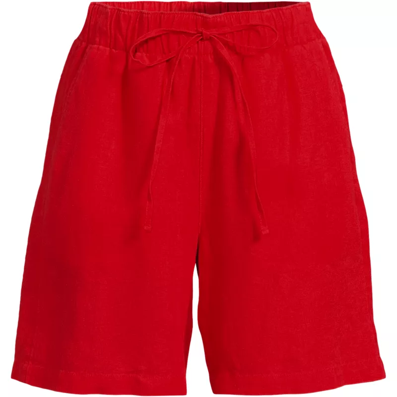 Women's Plus Size Linen High Rise Pull On 7" Shorts, Front