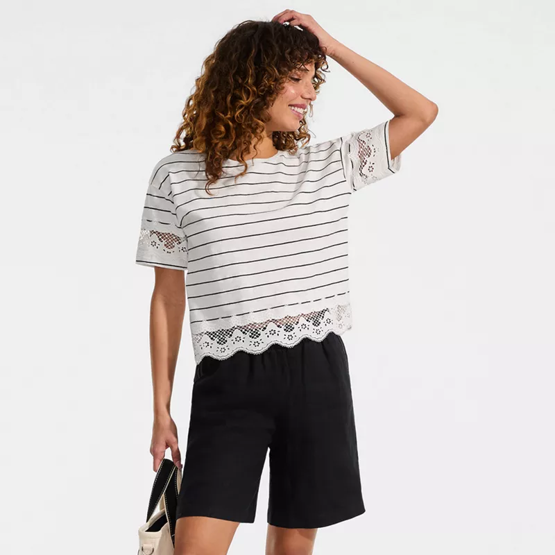Women's Linen High Rise Pull On 7" Shorts, alternative image