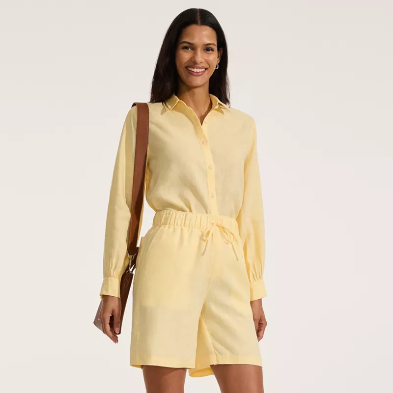 Women's Linen High Rise Pull On 7" Shorts, alternative image