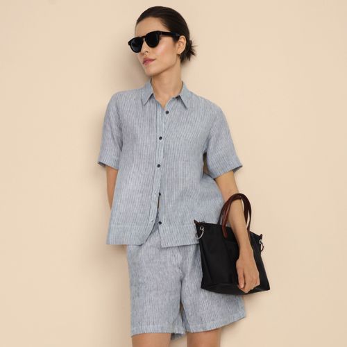 Women's Linen High Rise Pull On 7' Shorts