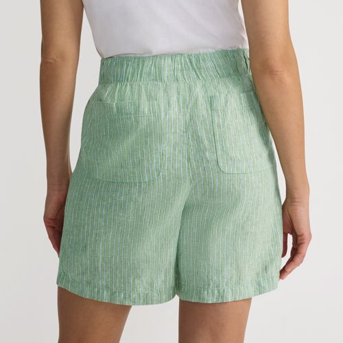 Women's Linen High Rise Pull On 7" Shorts, Back