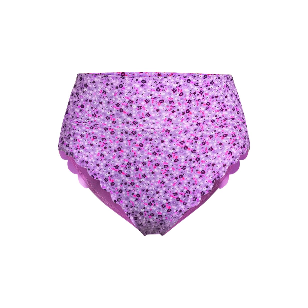 Women's Tugless Scallop High Waisted Bikini Bottoms
