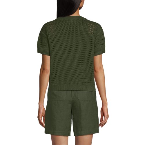 Women's Cotton Viscose Short Sleeve Crew Neck Sweater, Back