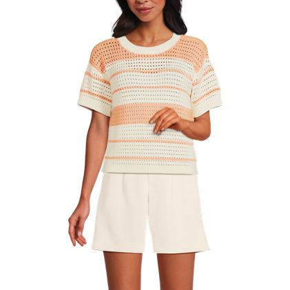Women's Cotton Viscose Short Sleeve Crew Neck Sweater - image 1