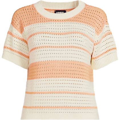 Women's Cotton Viscose Short Sleeve Crew Neck Sweater - primary