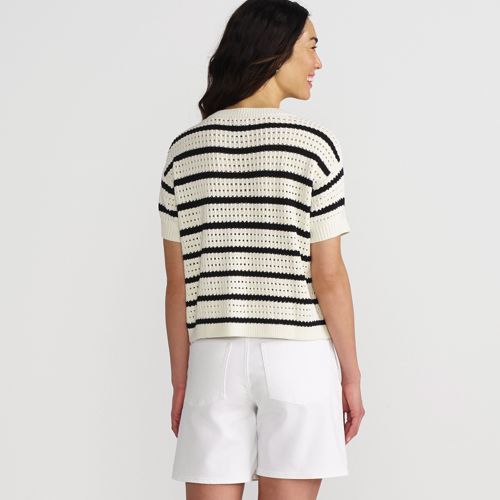 Women's Cotton Viscose Short Sleeve Crew Neck Sweater, Back