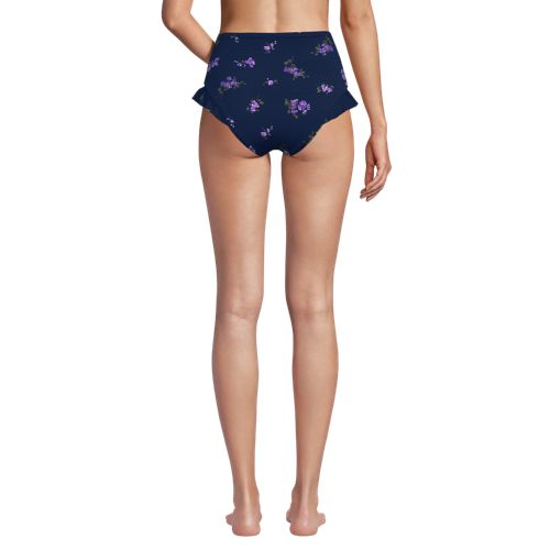 Women's Ruffle High Waisted High Leg Bikini Bottoms, Back