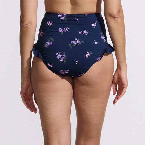 Women's Ruffle High Waisted High Leg Bikini Bottoms, Back