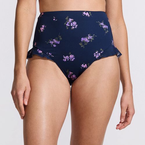 Women's Ruffle High Waisted High Leg Bikini Bottoms, Front