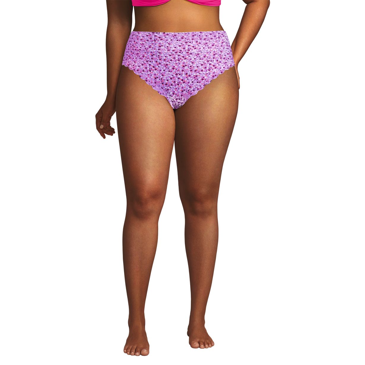 Women's Tugless Scallop High Waisted Bikini Bottoms