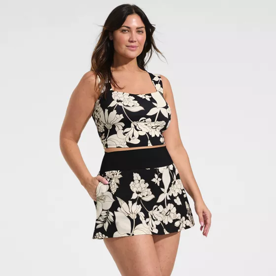 Women's Plus Size Pinchless Mini Swim Skort - primary