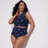 Women's Plus Size Ruffle High Waisted High Leg Bikini Bottoms, alternative image