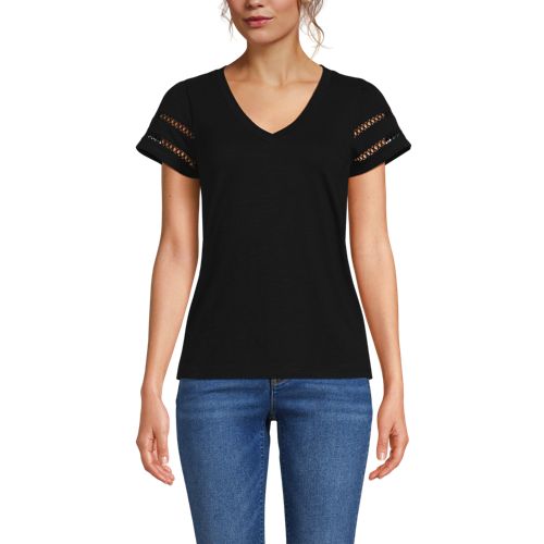 Women's Slub Flutter Sleeve Vneck Tee - image 2