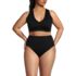 Women's Chlorine Resistant V-neck Midkini Swimsuit Top and High Leg High Waisted Bottoms 2 Piece Set