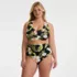 Women's Plus Size V-Neck Bikini and High Waisted Bottom Swimsuit Set, Front