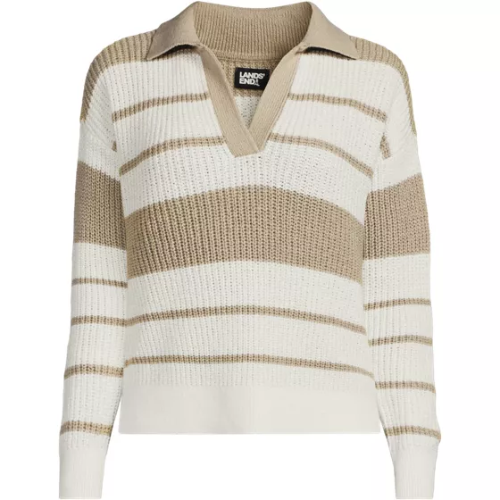 Women's Cotton Boucle Johnny Collar Shaker Pullover - primary